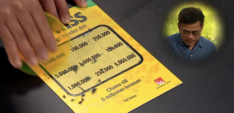 Yothin från Norrtälje vann hela fem miljoner kronor i Nyhetsmorgon. Foto: Skärmavbild TV4/Nyhetsmorgon Yothin från Norrtälje vann hela fem miljoner kronor i Nyhetsmorgon. Foto: Skärmavbild TV4/Nyhetsmorgon